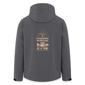 Erobere jeden Berg - Kletterdesign Geschenkidee - Recycelte Männer Softshell-Jacke von Stanley/Stella - Anthrazit - Hinten - AI Model Male 185 light (185cm)