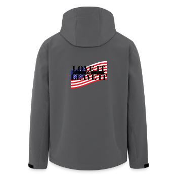 LOVE IT OR LEAVE IT AMERICA - Recycelte Männer Softshell-Jacke von Stanley/Stella - Anthrazit - Hinten - AI Model Male 185 light (185cm)