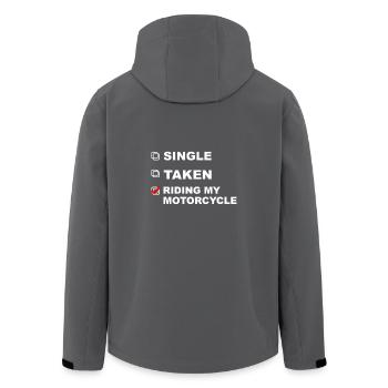 Single, Vergeben, Motorrad fahren! - Geschenk - Recycelte Männer Softshell-Jacke von Stanley/Stella - Anthrazit - Hinten - AI Model Male 185 light (185cm)