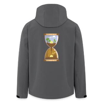 Sanduhr / Umweltverschmutzung / Naturschutz - Recycelte Männer Softshell-Jacke von Stanley/Stella - Anthrazit - Hinten - AI Model Male 185 light (185cm)