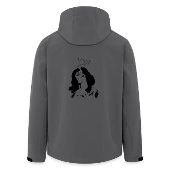 Smoking woman tears tuxedo - Men’s Recycled Softshell Jacket by Stanley/Stella - anthracite - Back - AI Model Male 185 light (185cm)