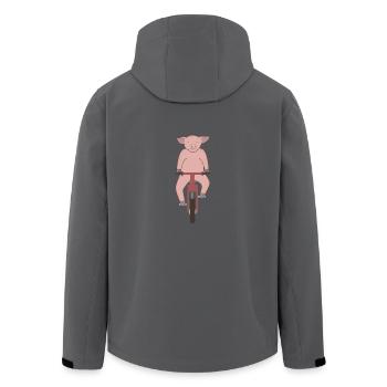 Schwein beim Fahrradfahren - Recycelte Männer Softshell-Jacke von Stanley/Stella - Anthrazit - Hinten - AI Model Male 185 light (185cm)