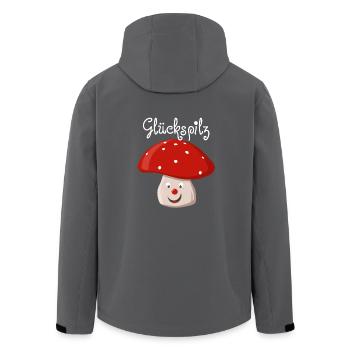 Glückspilz - Recycelte Männer Softshell-Jacke von Stanley/Stella - Anthrazit - Hinten - AI Model Male 185 light (185cm)