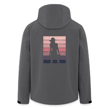 Geschenk Cowboy Revolver Sonnenuntergang Lady - Recycelte Männer Softshell-Jacke von Stanley/Stella - Anthrazit - Hinten - AI Model Male 185 light (185cm)