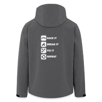 Race It Break It Fix It Repeat Motocross Geschenk - Recycelte Männer Softshell-Jacke von Stanley/Stella - Anthrazit - Hinten - AI Model Male 185 light (185cm)