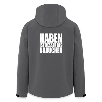 Haben Ist Besser Als Brauchen - Recycelte Männer Softshell-Jacke von Stanley/Stella - Anthrazit - Hinten - AI Model Male 185 light (185cm)