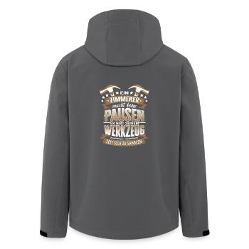 Zimmerer macht keine Pausen - Recycelte Männer Softshell-Jacke von Stanley/Stella - Anthrazit - Hinten - AI Model Male 185 light (185cm)
