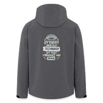 Techniker spruch - Recycelte Männer Softshell-Jacke von Stanley/Stella - Anthrazit - Hinten - AI Model Male 185 light (185cm)