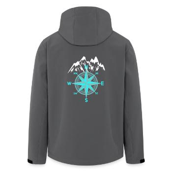 Kompass Windrose Gebirge Berge Gipfel Trekking - Recycelte Männer Softshell-Jacke von Stanley/Stella - Anthrazit - Hinten - AI Model Male 185 light (185cm)