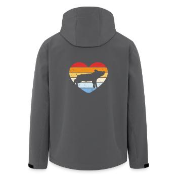 Retro Herz Ferkel schwein - Recycelte Männer Softshell-Jacke von Stanley/Stella - Anthrazit - Hinten - AI Model Male 185 light (185cm)