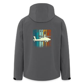 Retro Vintage Helicopter - Recycelte Männer Softshell-Jacke von Stanley/Stella - Anthrazit - Hinten - AI Model Male 185 light (185cm)