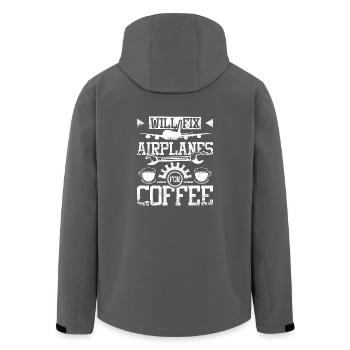 Will fix airplanes for coffee - Recycelte Männer Softshell-Jacke von Stanley/Stella - Anthrazit - Hinten - AI Model Male 185 light (185cm)