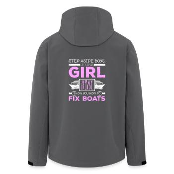 Woman Girl fix boats - Recycelte Männer Softshell-Jacke von Stanley/Stella - Anthrazit - Hinten - AI Model Male 185 light (185cm)