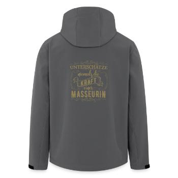 Unterschätze nicht die Kraft einer Masseurin - Recycelte Männer Softshell-Jacke von Stanley/Stella - Anthrazit - Hinten - AI Model Male 185 light (185cm)