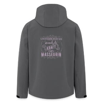 Unterschätze nicht die Kraft einer Masseurin - Recycelte Männer Softshell-Jacke von Stanley/Stella - Anthrazit - Hinten - AI Model Male 185 light (185cm)