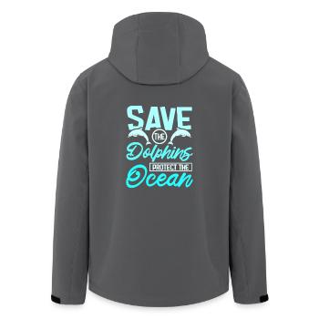 Save the dolphins protect the ocean - Recycelte Männer Softshell-Jacke von Stanley/Stella - Anthrazit - Hinten - AI Model Male 185 light (185cm)