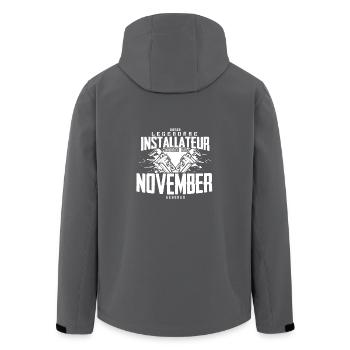 Installateur Geburtsmonat November Geburtstag - Recycelte Männer Softshell-Jacke von Stanley/Stella - Anthrazit - Hinten - AI Model Male 185 light (185cm)