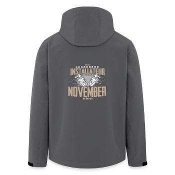 Installateur Geburtsmonat November Geburtstag - Recycelte Männer Softshell-Jacke von Stanley/Stella - Anthrazit - Hinten - AI Model Male 185 light (185cm)
