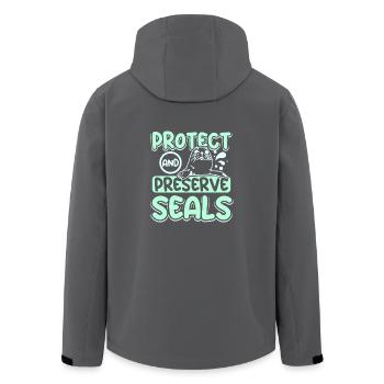 Protect and preserve seals - Recycelte Männer Softshell-Jacke von Stanley/Stella - Anthrazit - Hinten - AI Model Male 185 light (185cm)