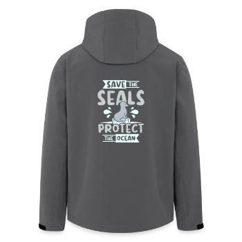 Save te seals protect the ocean - Recycelte Männer Softshell-Jacke von Stanley/Stella - Anthrazit - Hinten - AI Model Male 185 light (185cm)