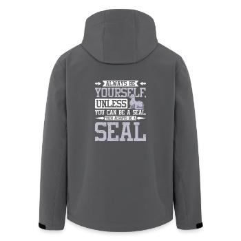 Be yourself unless you can be a seal - Recycelte Männer Softshell-Jacke von Stanley/Stella - Anthrazit - Hinten - AI Model Male 185 light (185cm)