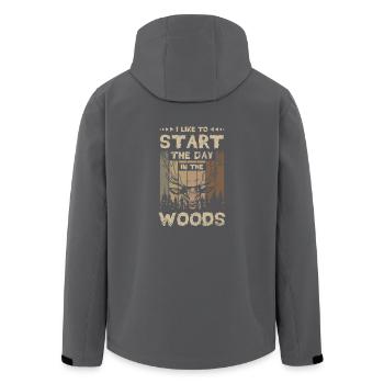 I like to start the day in the woods - Recycelte Männer Softshell-Jacke von Stanley/Stella - Anthrazit - Hinten - AI Model Male 185 light (185cm)