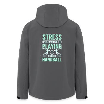 Stress is caused by not playing enough handball - Recycelte Männer Softshell-Jacke von Stanley/Stella - Anthrazit - Hinten - AI Model Male 185 light (185cm)