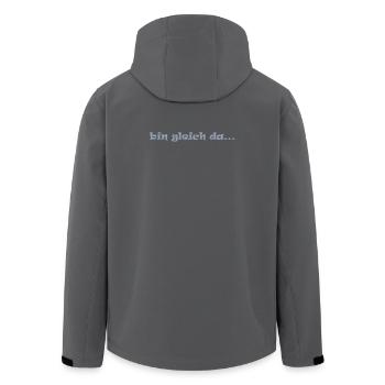 bin gleich da ... komme gleich warten freunde - Recycelte Männer Softshell-Jacke von Stanley/Stella - Anthrazit - Hinten - AI Model Male 185 light (185cm)