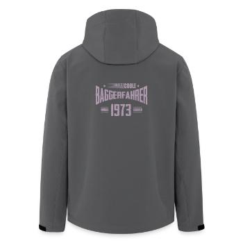 Jahrgang 1973 Geburtstag Bagger Baggerfahrer - Recycelte Männer Softshell-Jacke von Stanley/Stella - Anthrazit - Hinten - AI Model Male 185 light (185cm)