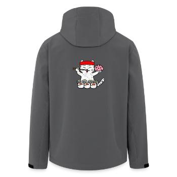 Katze isst Sushi mit Stäbchen Grunge - Recycelte Männer Softshell-Jacke von Stanley/Stella - Anthrazit - Hinten - AI Model Male 185 light (185cm)