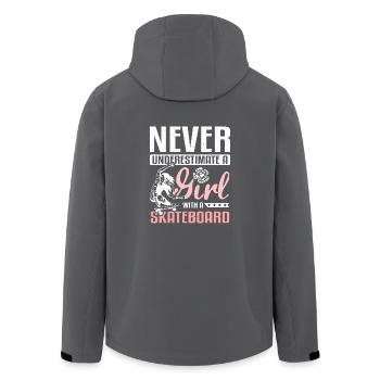 Unterschätze niemals ein Mädchen mit Skateboard - Recycelte Männer Softshell-Jacke von Stanley/Stella - Anthrazit - Hinten - AI Model Male 185 light (185cm)
