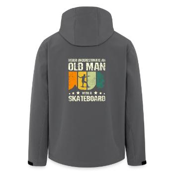 Unterschätze keinen alten Mann mit Skateboard - Recycelte Männer Softshell-Jacke von Stanley/Stella - Anthrazit - Hinten - AI Model Male 185 light (185cm)