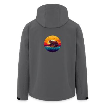 Schildkröte auf Surfbrett Sunset - Recycelte Männer Softshell-Jacke von Stanley/Stella - Anthrazit - Hinten - AI Model Male 185 light (185cm)