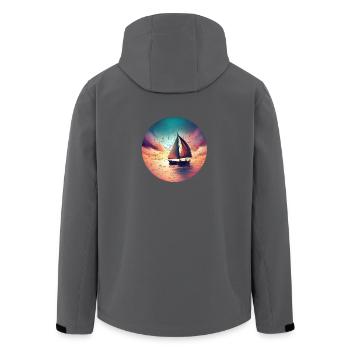 Segelboot segelt in den Sonnenuntergang Grunge - Recycelte Männer Softshell-Jacke von Stanley/Stella - Anthrazit - Hinten - AI Model Male 185 light (185cm)