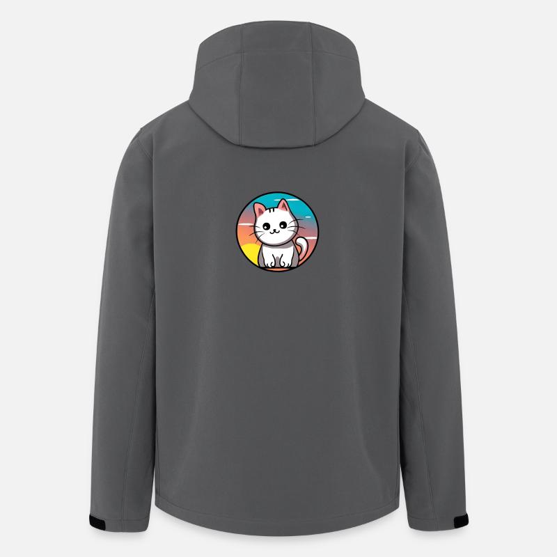 Cute cat Sunset design white - Men’s Recycled Softshell Jacket by Stanley/Stella - anthracite