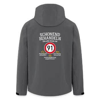 91. Geburtstag Schonend Behandeln 91 Alte Kiste 91 - Recycelte Männer Softshell-Jacke von Stanley/Stella - Anthrazit - Hinten - AI Model Male 185 light (185cm)
