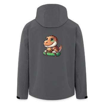 T-Rex Dinosaur Skateboard Cheeseburger Fun - Men’s Recycled Softshell Jacket by Stanley/Stella - anthracite - Back - AI Model Male 185 light (185cm)