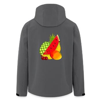 Obst Melone Ananas Mango Kirsche Banane - Recycelte Männer Softshell-Jacke von Stanley/Stella - Anthrazit - Hinten - AI Model Male 185 light (185cm)