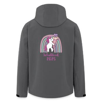 Schulkind 2025 Einhorn mit Zuckertüte Regenbogen - Recycelte Männer Softshell-Jacke von Stanley/Stella - Anthrazit - Hinten - AI Model Male 185 light (185cm)