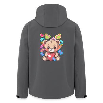 süßer Teddy Eiskrem Herz Herzen Kind Kinder Baby - Recycelte Männer Softshell-Jacke von Stanley/Stella - Anthrazit - Hinten - AI Model Male 185 light (185cm)