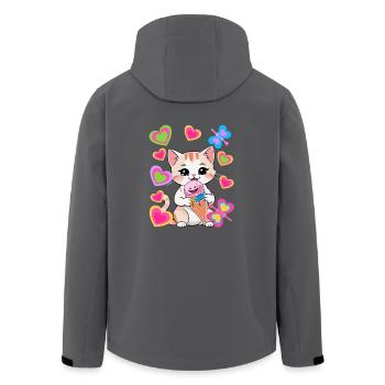 Katzen Katze Eis Eiskrem Kinder Kind Retro 80er - Recycelte Männer Softshell-Jacke von Stanley/Stella - Anthrazit - Hinten - AI Model Male 185 light (185cm)