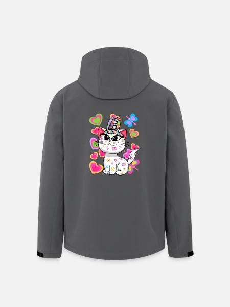 Katze Katzen Hippie Hippies Kätzchen - Recycelte Männer Softshell-Jacke von Stanley/Stella - Anthrazit