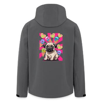 Hund Hunde Mops Kinder Kind Eis Eiskrem - Recycelte Männer Softshell-Jacke von Stanley/Stella - Anthrazit - Hinten - AI Model Male 185 light (185cm)