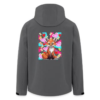 Retro Sommer Fuchs Waldbewohner Erdbeeren 80er - Recycelte Männer Softshell-Jacke von Stanley/Stella - Anthrazit - Hinten - AI Model Male 185 light (185cm)