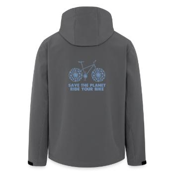Fahr Fahrrad und Rette deinen Planeten - Recycelte Männer Softshell-Jacke von Stanley/Stella - Anthrazit - Hinten - AI Model Male 185 light (185cm)