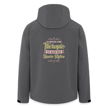 Ich brauche keine Therapie ich muss nur Haare - Recycelte Männer Softshell-Jacke von Stanley/Stella - Anthrazit - Hinten - AI Model Male 185 light (185cm)