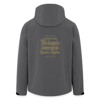 Ich brauche keine Therapie ich muss nur Haare - Recycelte Männer Softshell-Jacke von Stanley/Stella - Anthrazit - Hinten - AI Model Male 185 light (185cm)