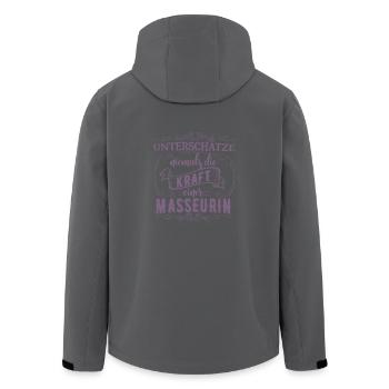 Unterschätze nicht die Kraft einer Masseurin - Recycelte Männer Softshell-Jacke von Stanley/Stella - Anthrazit - Hinten - AI Model Male 185 light (185cm)