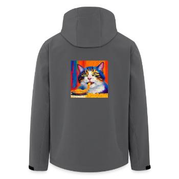 Katze isst Spaghetti Ölgemälde - Recycelte Männer Softshell-Jacke von Stanley/Stella - Anthrazit - Hinten - AI Model Male 185 light (185cm)