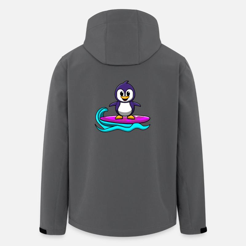 Süßer Kawaii Pinguin auf Surfbrett - Recycelte Männer Softshell-Jacke von Stanley/Stella - Anthrazit